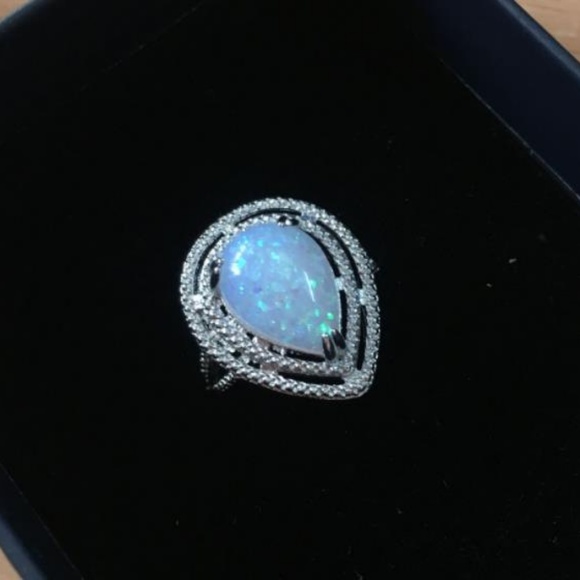 NEW 925 sterling silver diamond opal ring - Picture 2 of 3